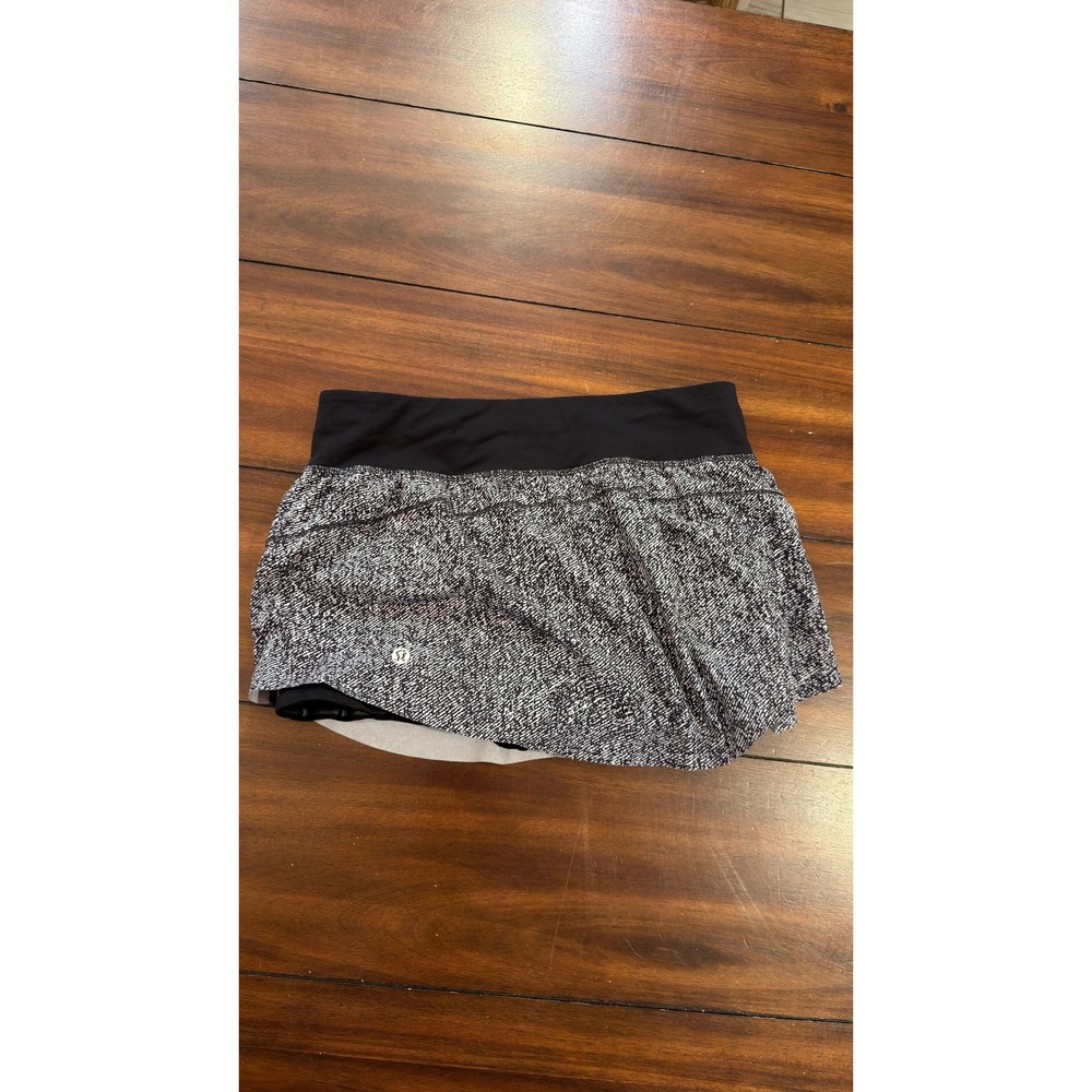 Lululemon Pace Rival Skirt Black White Static Print Athletic Skort Women Size 4 - Picture 3 of 14
